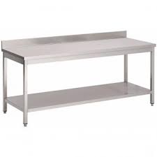 Table inox + stablette 700x700x850mmh + dosseret